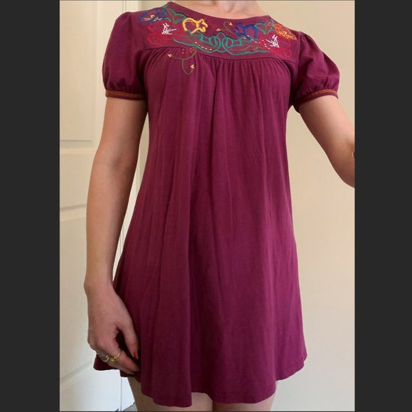 Purple Embroidered Topshop Tunic - Picture 4 of 5